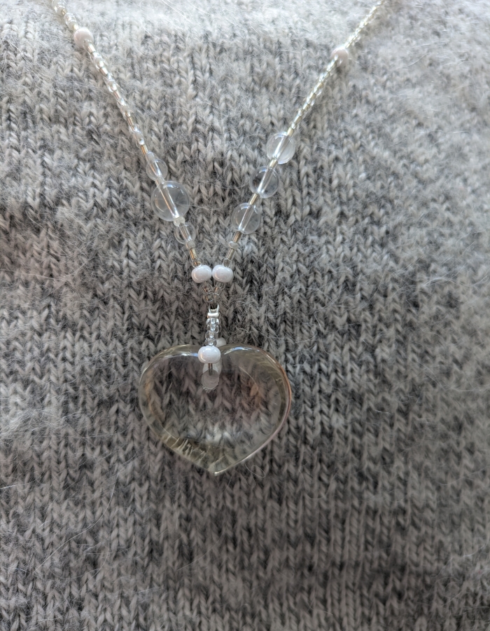 Coeur en cristal de roche.